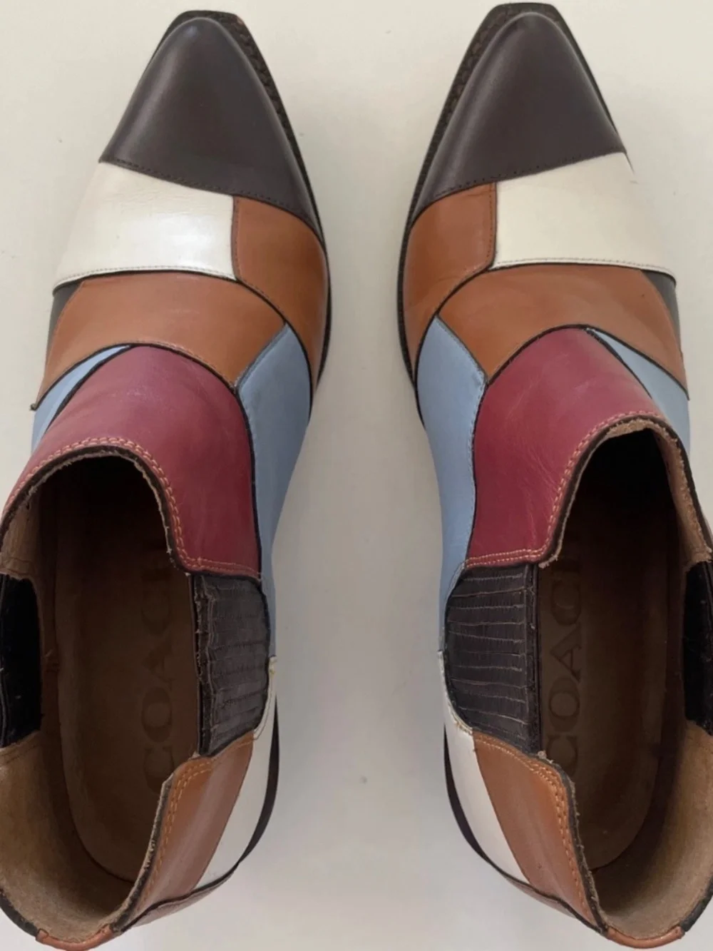 Coach Leather Patchwork Bandit Shoe Cropped Cowboy Boot 5B